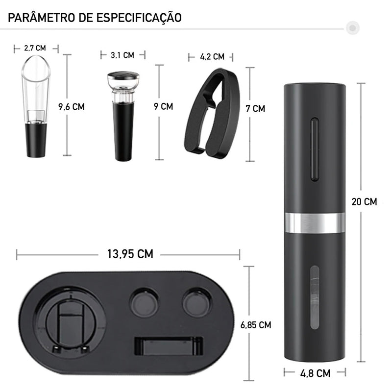 Abridor de vinho elétrico Ultra 4 em 1 recarregável USB